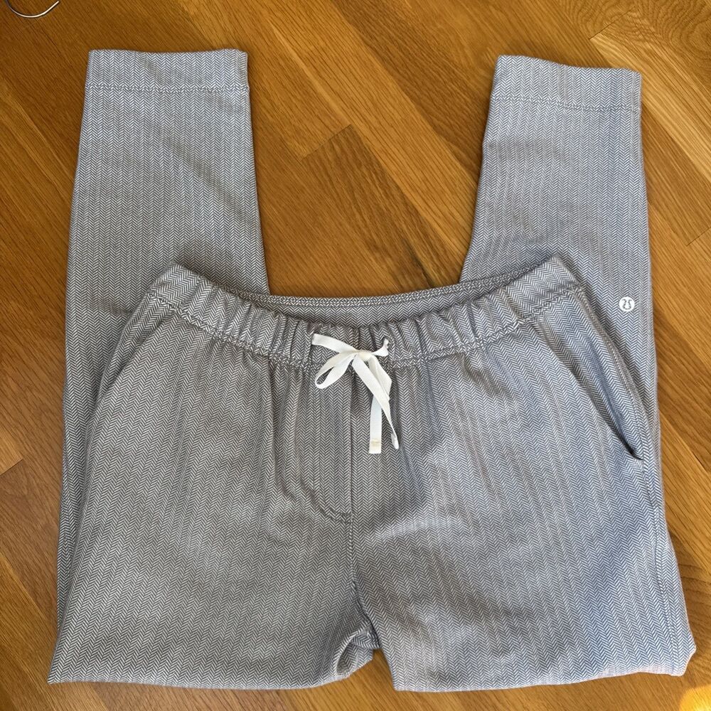 Lululemon Jet Crop Pants Womens 6 Gray Herringbone Stretch Drawstring Athleisure